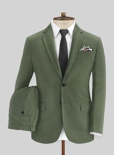 Our Olive Green Cotton Suit is the perfect combination of comfort, luxury and style that offers a grand blessing in your daily wear. Made with a blend of cotton and lycra, our suit has a smooth and thick texture that gives your every move a positive boost. The olive color adds to its appeal and makes it an excellent ch Olive Suit, Official Outfits, Frog Wedding, Olive Green Suit, Myrtle Green, Flannel Suit, Brown Suit, Green Flannel, Green Suit