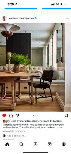 an instagramted photo of a dining room table and chairs