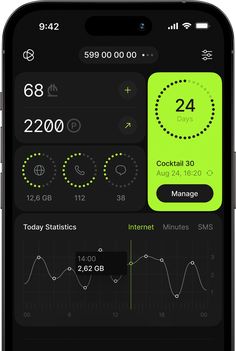 an iphone showing the time and temperature on its screen, which is displayed in green