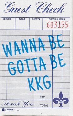 a check card with the words wanna be gota be kgg