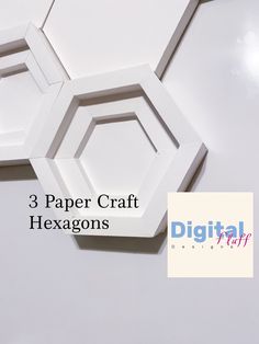 three paper craft hexagons with the text, 3 paper craft hexagons