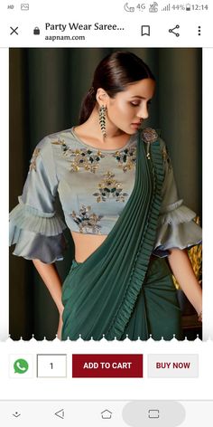 Painted Blouse, Saree With Designer Blouse, Sleeves Details, Fancy Saree