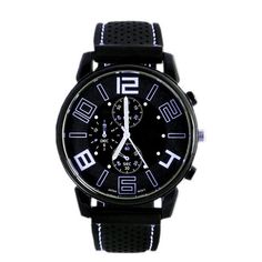 Men's Watches-Men Quartz Analog Watch Silicone Strap Band Round Dial Sport Wristwatch Model Number:4001040539547 Analog Watch, School Mascot, Quartz Clock, Men's Watches, Sports Design, Black White Red, Wrist Watches, Casio Watch, Men Fashion