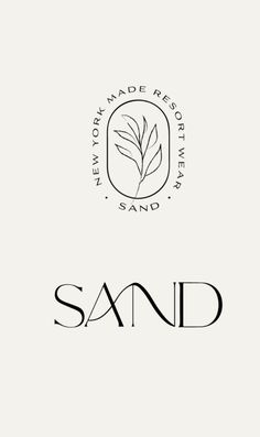 the logo for sand is shown in black and white, with an image of a leaf on