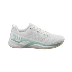 women's tennis shoes in white and mint green