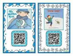 two children's books about snow day with qr - codes on them