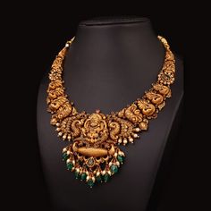 Intricate Malini Nakshi Necklace Nakshi Design Jewellery, Indian Gold Necklace Designs Simple, Nakshi Necklace, Lakshmi Haram, Chokers Gold, Indian Gold Necklace Designs, 4 Necklace, Wedding Jewellery Designs, Gold Haram