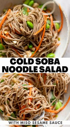 this noodle salad with miso sesame sauce is so good and easy to make