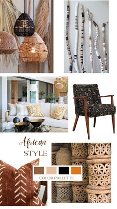 a collage of different types of furniture and decor