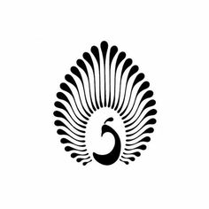 a black and white peacock logo with the letter c in it's tail feathers