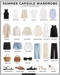 Summer Capsule Wardrobe 2024 - LIFE WITH JAZZ Normcore Capsule Wardrobe, Holiday Capsule Wardrobe 2024, Capsule Wardrobe Summer Travel, 10 Day Travel Wardrobe Summer, Staycation Outfits, Summer Travel Capsule Wardrobe, Look Taller And Slimmer, Europe 2024