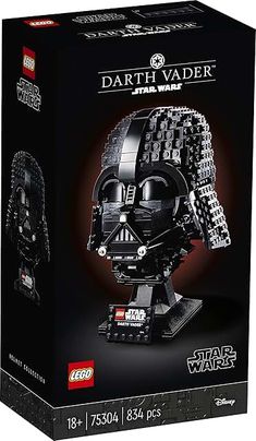 the lego darth vader helmet is in its box