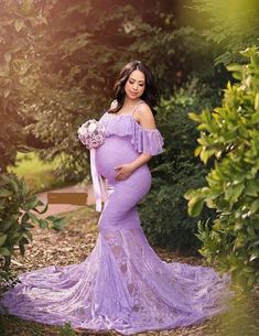 Spring Lace Maternity Maxi Dress, Spring Lace Maxi Maternity Dress, Spring Lace Maxi Dress For Maternity Wear, Purple Flowy Dress For Wedding, Summer Maternity Lace Maxi Dress, Lace Maxi Dress For Maternity Wear, Summer Purple Maxi Length Gown, Maternity Lace Floor-length Dress, Summer Lace Maternity Dresses