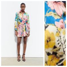 Nwt. Zara Satin Effect Floral Patchwork Print Collared Short Playsuit With Long Sleeves. Front Knot Detail. Elasticated Waistband At The Back. Button-Up Front. Size S. Ref. 3114/225. Pit To Pit 20" Flat, Shoulders 13", Sleeves 22,5", Waist 11,5", Rise 15,5", Inseam 3", Length 33". Long Sleeve Floral Jumpsuit For Summer, Long Sleeve Floral Jumpsuits And Rompers For Summer, Summer Floral Print Long Sleeve Jumpsuits And Rompers, Spring Multicolor Jumpsuits And Rompers For Day Out, V-neck Jumpsuits And Rompers For Office In Spring, Multicolor Long Sleeve Jumpsuits And Rompers For Spring, Chic Multicolor Jumpsuits And Rompers For Spring, Multicolor Long Sleeve Jumpsuit For Summer, Feminine Spring Long Sleeve Jumpsuits And Rompers