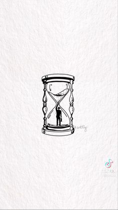 an hourglass with a man standing in it and the word time is running out