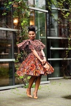 Lanre Brown High Neck Dress African Fashion Wear Trendy | Etsy Ankara Short Gown Styles, African Print Clothing, Afrikaanse Mode, Ankara Dresses, Dress African, Short Gowns, African Print Dress, Ankara Dress, African Print Dresses