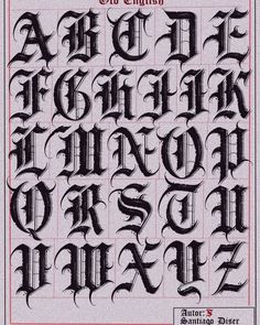 an old english alphabet with black ink