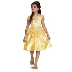 Your little girl is no ordinary girl just like the smart, brave, and beautiful Belle! Help your little cutie be the Princess of her dreams in this Belle Basic Plus Costume! Dress features a satin bodice with glitter detail, sheer ruched shoulder draping and peplum, and character cameo Size: 3T-4T. Color: One Color. Gender: female. Age Group: adult. Belle Costume Kids, Minnie Costume, Princess Belle Dress, Belle Halloween, Beauty And The Beast Costume, Beast Costume, Princess Halloween Costume, Belle Costume, Disney With A Toddler