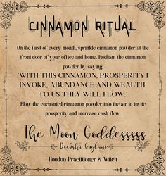 Would you try this? #cinnamonritual #prosperityritual #moneyritual #moneyspells Happiness Spell, Manifestation Spells, Prosperity Spell, Nicolas Tesla, Jar Spells, Kitchen Witchery, Witch Spell Book, Witchy Crafts