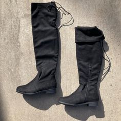 Nwot Black Thigh High/ Knee High Suede Boots Black Over The Knee Boots Medium Width, Casual Black Over-the-knee Heeled Boots, Casual Tall Over-the-knee Boots, Casual Wide Calf Over-the-knee Boots, Knee High Suede Boots, Black Thigh High, Suede Boots Knee High, High Knees, Thigh High