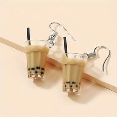 US SELLER Boba Milk Tea Lover Novelty Dangle Drop Earrings Milktea Tapioca Gift | eBay Tea Earrings, Tea Drops, Boba Drink, Bubble Milk Tea, Coffee Cup Design, Tea Milk, Coffee Milk, Boba Tea, Accessories Jewelry Earrings