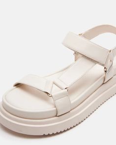 MATINA Bone Leather Platform Sandal | Women's Sandals – Steve Madden Steve Madden Store, Apparel Merchandising, Flatform Sandals, Leather Platform Sandals, 2 Inch Heels, Strap Design, Women's Sandals, Platform Sandals, Ankle Strap