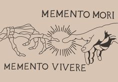 two hands touching each other with the words mementoo vivree on it