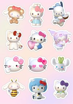 hello kitty stickers on a pink background