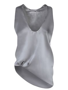 This light grey satin asymmetric top from REV features an elegant design with a deep V-neckline and a fluid silhouette that gently drapes the figure.Composition: 100% Polyester Elegant Asymmetrical Satin Top, Satin Top With Asymmetrical Neckline For Summer, Spring Satin Top With Asymmetrical Neckline, Summer Satin Top With Asymmetrical Neckline, Chic Asymmetrical Satin Top, Chic Gray V-neck Blouse, Chic Gray Evening Tops, Elegant Bias Cut Tops For Spring, Satin Finish V-neck Top