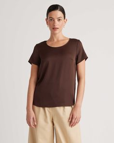 Washable Stretch Silk Tee Navy And Copper, Silk Fiber, Silk Tee, Silk T Shirt, Natural Textiles, Hot Fudge, Silk Camisole, Silk Shorts, Just Run