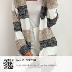 Cardigan Casual, Casual Cardigans, Plus Size Swimsuits, Plus Size Kleidung, V Neck Cardigan, Striped Cardigan, Cardigan Tops, Casual Wardrobe, Free Clothes