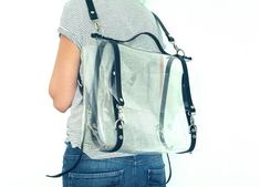 Clear Backpack Transparent RucksackBack to school Vinyl | Etsy Big Backpack, Hipster Backpack, Modern Backpack, Vinyl Fashion, Modern Handbag, Big Backpacks, Clear Backpack, Style Oversize, Transparent Bag