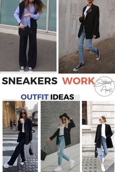 Work outfits with sneakers are quite a challenge. They must be cute outfits, but also professional and put-together. Here are some rules on how to wear sneakers outfits. Sneaker style has never been so trendy. Athleisure shoes and Athflow style is here to stay, for office and work from home.