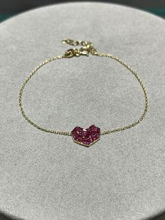 Ruby Paved  Heart-shaped 14 K Gold Bracelet, Modern Heart Bracelet, Chic Heart Bracelet, Birthstone Bracelet Necklace: https://www.etsy.com/listing/1485724193/ruby-paved-heart-shaped-14-k-gold?ref=listings_manager_grid Earrings: https://www.etsy.com/listing/1471537132/ruby-paved-heart-shaped-14-k-gold?ref=listings_manager_grid - With our 30 years of experience in the gold and jewelry industry, it is a great source of pleasure for us to produce useful jewelry that you can wear with pleasure. - Ev Fine Jewelry Heart-shaped Bracelets For Anniversary, Heart-shaped Gemstone Jewelry For Valentine's Day, Valentine's Day Heart-shaped Gemstone Jewelry, Gold Heart-shaped Gemstone Bracelets, Heart Shaped Diamond Bracelet Gift, Valentine's Day Double Heart Bracelets, Heart Cut Bracelet With 17 Jewels As Gift, Heart-shaped Diamond Bracelet With Heart Charm, Heart-shaped Diamond Bracelet For Anniversary