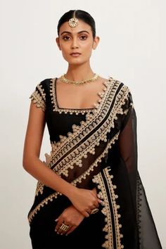 Shop for Devnaagri Black Embroidered Georgette Organza Saree With Blouse for Women Online at Aza Fashions Party Wear Saree Blouse With Intricate Embroidery, Party Wear Chanderi Blouse Piece With Zari Work, Embroidered Chanderi Choli For Party Wear, Saree With Intricate Embroidery For Navratri Party, Festive Party Wear Blouse Piece With Cutdana, Party Saree With Intricate Embroidery For Navratri, Transitional Party Blouse Piece With Cutdana Details, Transitional Party Blouse Piece With Cutdana, Party Wear Blouse Piece With Cutdana On Chinon