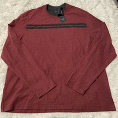 New With Tags Heather Maroon Long Sleeve Top For Fall, Red Long Sleeve T-shirt For Winter, Red Long Sleeve Winter T-shirt, Casual Heather Maroon Long Sleeve Top, Casual Long Sleeve Heather Maroon Top, Casual Heather Maroon Crew Neck Top, Red Winter T-shirt, Shirt Sweater, Red Long Sleeve