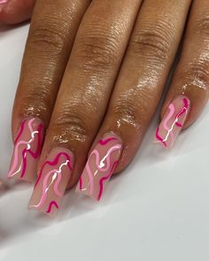 Pink Line work 💕 Hoco Nails, Cute Home Screens, Lines On Nails, Exotic Nails, Bling Acrylic Nails, Line Work, The Claw, Fashion Nails, Nails Inspiration