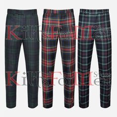 Scottish Tartan Trousers Available in 70+ Tartans - Handmade Tartan Pants - Golf Pants Traditional tartan trews, are perfect for any occasion like weddings, graduations, or even everyday wear. A stylish alternative to a tartan kilt. Material: Our Tartan trousers are made of Acrylic wool tartan. Pattern: We have 70 plus clan tartan listed and more in stock. If not found message us to check if we have your clan tartan. Fit: Tartan trousers can come in various styles and fits. The choice of fit dep Traditional Fitted Green Pants, Fitted Green Traditional Pants, Traditional Fitted Full-length Pants, Fitted Full-length Traditional Pants, Traditional Fitted Green Bottoms, Fitted Traditional Trousers, Fitted Traditional Green Bottoms, Traditional Green Trousers, Mackenzie Tartan