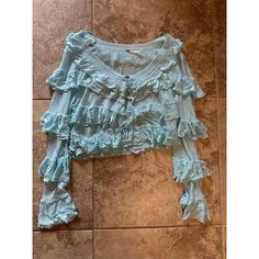 Free People Ruffle Cardigan, Has Diamond Buttons Blue Size L- Nwot, Never Worn What You See Is What You Get, All Sales Are Final Free People, We The Free, Free People Intimately Free, Intimately Free, Free People Bodysuit, Free People Apparel, Womens Free People, Womens Bodysuits, Free People Tops, Free People Long Sleeve, Womens Long Sleeves, Tops, Bodysuits, Long Sleeves, Womens Clothing, Womens Apparel, Womens Designer, Anthropologie, Anthropologie Bodysuit, Barbiecore, Grunge, Moto, Free Peo Casual Long Sleeve Ruffle Cardigan, Blue Ruffle Sleeve Tops For Fall, Blue Ruffled Tops For Fall, Boho Attire, Long Sleeves Tops, Throwing Fits, Ruffle Cardigan, Free People Cardigan, Free People Long Sleeve