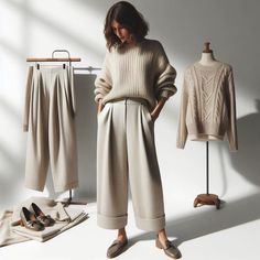 Wrap yourself in comfort without compromising style! This spring, elevate your look with a lightweight knit sweater paired perfectly with flowy wide-leg trousers and classic loafers. Casual sophistication at its finest! Classic Loafers, Elevate Your Look, Wide Pants, Cozy Knits, Lightweight Knit, Wide Leg Trousers