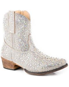 Faux leather upper Flexible TPR outsole Leather Boots With Bling And Round Toe, Leather Bling Boots With Round Toe, Bling Leather Boots With Round Toe, Western Booties, Wood Bridge, Leather Upper, Faux Leather, Zipper, Boots