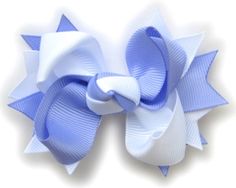 a blue and white bow on a white background