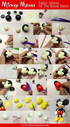 mickey mouse figurines are being made with fondant and other items from the disney movie