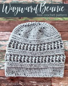 a crocheted hat with the words, wampard beanie free crochet pattern