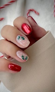 Candy Cane Nails, Red Christmas Nails, Cute Christmas Nails, Easy Nails, Her Nails, Red Nail Designs