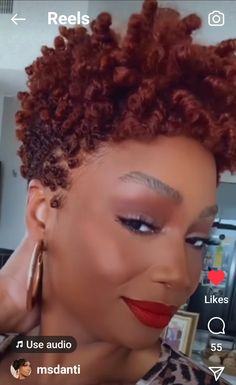 Natural Hair With Highlights, Red Twa, Short Natural Hairstyles, Big Chop Natural Hair, Curly Cut, Cinnamon Red