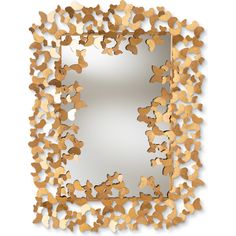 a square shaped mirror that is made out of gold leafy shapes and has the letter d on it