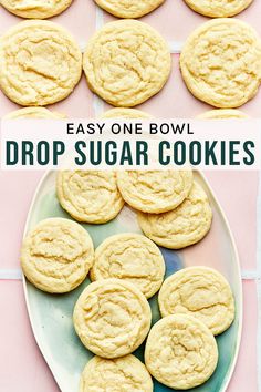 easy one bowl drop sugar cookies on a plate