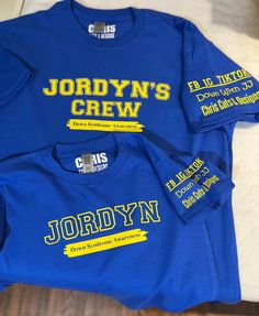 "This Shirt is Personalized with your child's name on the front of the shirt ( Jordyn is my daughter's name and just an example). The back print ( THREE 21 ) will be the same as pictured. If you want your Social media info also on the sleeves, please write all the info in the \" personalization section\" before ordering. Personalized Down Syndrome Awareness Varsity Shirt , Buddy Walk Family Group Shirts, Down Syndrome Gift, Unisex Adult Kids Youth Shirts Wear this One Of A Kind and special Down Blue Customizable Tops For Team Spirit, Blue Short Sleeve T-shirt With Custom Text, Father's Day School Spirit Cotton T-shirt, Customizable Blue T-shirt For School Spirit, Blue College T-shirt With Name Print, Blue Tops With Name Print For College, Customizable School Spirit Tops For Fan Merchandise, Blue Team Spirit Tops With Custom Print, Customizable Blue School Spirit Tops