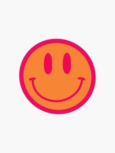 an orange and pink smiley face on a white background